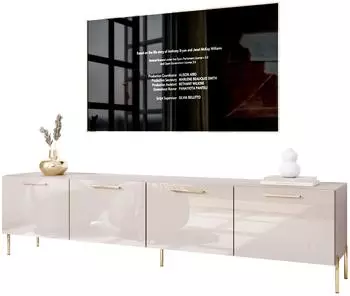 Lookway Aura 200 TV-Schrank Kaschmir Hochglanz, goldene Beine, LED (800001220573)