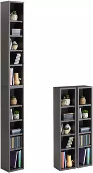 Caro M&ouml;bel Chart Medienregal 2-teilig, grau, 160 CDs, 20x187cm