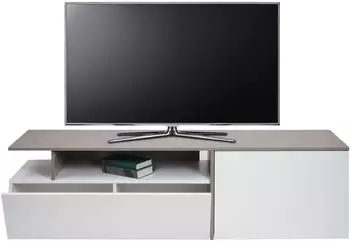 Mendler HWC-L34 Lowboard TV-Schrank Holz 161x40x45cm, Beton-Optik wei&szlig; (98530+99638)