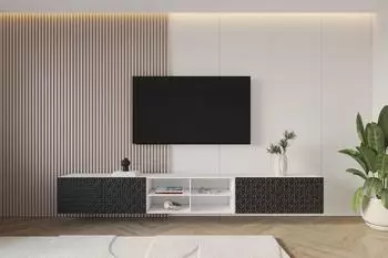 ALTDECOR VIRA-W Lowboard h&auml;ngend, wei&szlig;/schwarz, 300x40x40cm (800001223777)