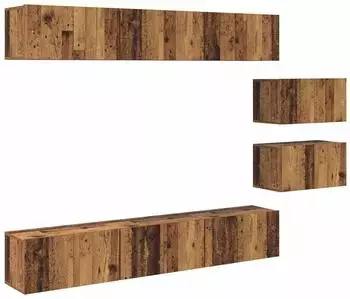 vidaXL TV-Schrank-Set, wandmontiert, Altholz-Optik (3393474)