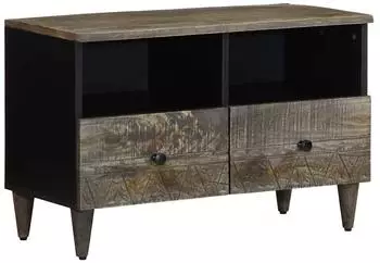 vidaXL TV-Schrank Massivholz Mango, hellgrau, 70x33,5x46cm (4017793)