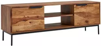 Finebuy Lowboard Sheesham Massivholz 147x51x38cm, 2 T&uuml;ren (FB78857)