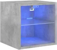 vidaXL TV-Wandschrank mit LED-Leuchten Betongrau 30x28,5x30 cm