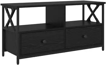 vidaXL TV-Schrank mit Schubladen, schwarz, Eichen-Optik, 90x33x45cm (881303)