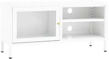 vidaXL TV-Schrank weiß 90x30x44cm, Stahl und Glas (336056)