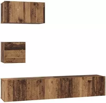 vidaXL TV-Schrankset, wandmontiert, 3-teilig, Altholz-Optik (3393138)