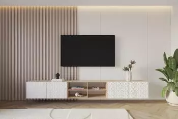 ALTDECOR VIRA-W Lowboard h&auml;ngend, gefr&auml;ste Fronten, Artisan/wei&szlig;, 300x40x40cm (800001223782)
