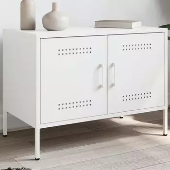 vidaXL TV-Schrank wei&szlig;, Stahl, 68x39x50,5 cm (842944)