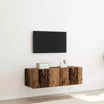 vidaXL TV-Wandschrank mit LED-Leuchten Altholz-Optik 100x35x31cm (863110)