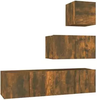 vidaXL TV-Schrank-Set 4-tlg. R&auml;uchereiche Holzwerkstoff (3120317)