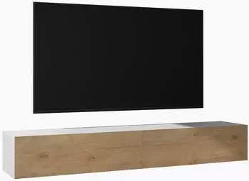 Mai & Mai Fernsehschrank02 Hänge-Lowboard 200x40,2x30cm, matt weiß/Kerneiche, Soft-Close (Fernsehschrank02)