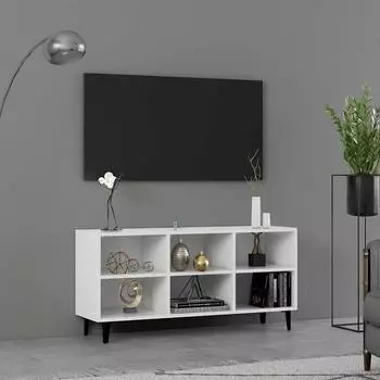 vidaXL TV-Schrank mit Metallbeinen, weiß, 103,5x30x50 cm (805950)