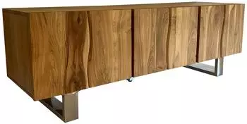Wohnling Lowboard WL7.028 Akazie Massivholz 160x56x46cm, 3 T&uuml;ren, Metallbeine (WL7.028)