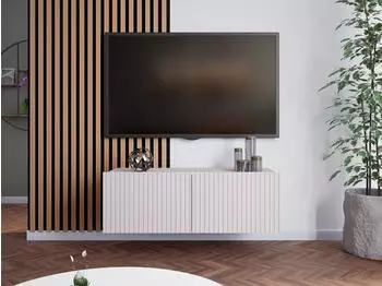 Beautysofa Kavell TV-Schrank 100cm, 2 Türen, geriffelte Fronten, Kaschmir (Kavell)