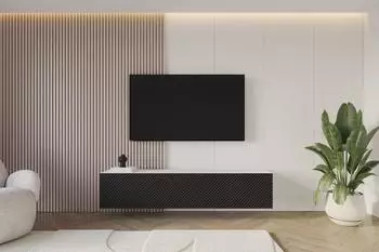 ALTDECOR ZENO-W Lowboard h&auml;ngend, gefr&auml;ste Fronten, wei&szlig;/schwarz, 200x40x40cm (800001223867)