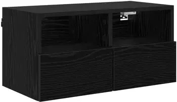 vidaXL TV-Wandschrank Schwarz Eichen-Optik 60x30x30cm