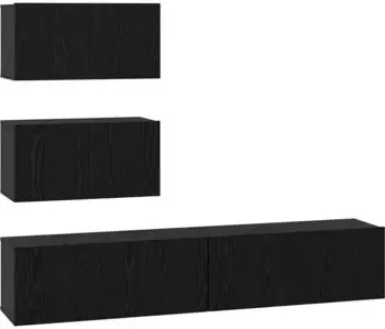 vidaXL TV-Schrankset wandmontiert, 4-tlg., schwarze Eiche, Holzwerkstoff (3393394)