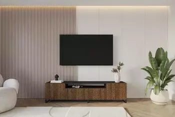 ALTDECOR ZENO-S Lowboard mit gefr&auml;sten Fronten, schwarz/Katania, 200x53x41cm (800001223762)