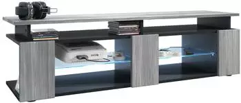 Vladon Movie V2 Lowboard mit TV-Aufsatz, schwarz matt/Avola-Anthrazit, LED, 138,5x39x39cm
