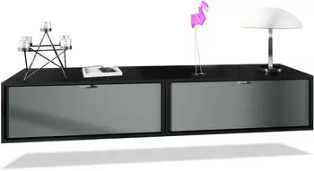 Vladon Lana 80 Lowboard 2er-Set, schwarz matt/Graphit seidenmatt, 80x29x37cm (800000608836)
