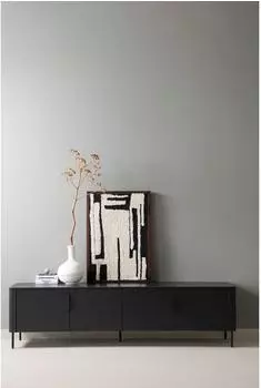 Woood Gunnar TV-Board Kiefer massiv, mattschwarz, 200cm (Gunnar)