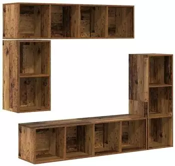 vidaXL TV-Schrankset, wandmontiert, 4-tlg., Altholz-Optik (3393222)