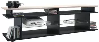 Vladon Movie V3 Lowboard mit TV-Aufsatz, schwarz matt/sandgrau hochglanz (138,5x39x37,5cm)