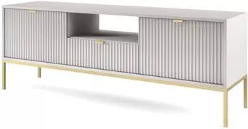 Masseno Stellare TV-Lowboard 154x39x56cm, 1 Schublade, 2 T&uuml;ren, grau/gold (NOVA RTV 154 ZŁOTY STELAŻ SZARY)