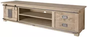 Massivmoebel24 Railway TV-Board Mango 180x55x50cm whitewash lackiert (09-313-772-2035)