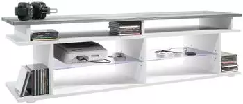 Vladon Movie V3 Lowboard mit TV-Aufsatz, 8 F&auml;cher, LED-Beleuchtung, wei&szlig; matt/Avola-Anthrazit (50025998)