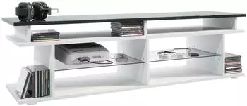 Vladon Movie V3 Lowboard mit TV-Aufsatz, wei&szlig; matt/grau hochglanz, 138,5x39x37,5cm (50026007)