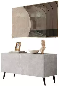 Lookway Colgante TV-Lowboard Betonoptik 100cm auf Beinen, schwarz (Colgante Beton 100)