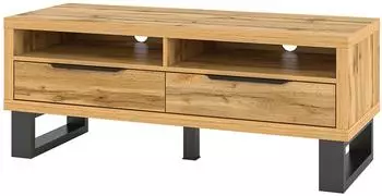 Masseno HALENZA TV-Lowboard 124x50x50cm 2 Schubladen Eiche Wotan (24N0HK41)