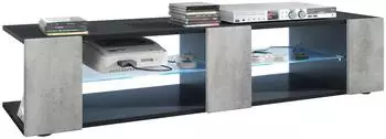 Vladon Movie V2 Lowboard 6 offene Fächer, Beton Oxid-Optik, blau LED (50004809)