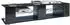 Vladon Movie V2 Lowboard 6 offene Fächer, schwarz matt/schwarz Hochglanz, LED blau (50004063)