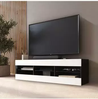 Komodee Tivoli Lowboard 3 Fächer, schwarz/weiß, 140x40,5x35,5cm (Tivoli 140)