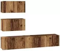 vidaXL TV-Schrankset Wandmontiert 4 pcs Altholz Holzwerkstoff