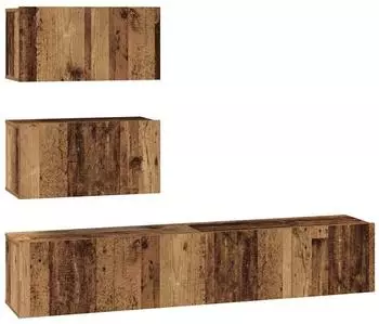 vidaXL TV-Schrankset, wandmontiert, 4-tlg., Altholz-Optik (3393393)