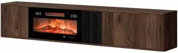 Mirjan24 Philippe 190 TV-Lowboard mit Kamin, Holzwerkstoff, Nussbaum/Schwarz, 190x36x31cm