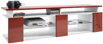 Vladon Movie V2 Lowboard mit TV-Aufsatz, weiß matt/bordeaux hochglanz, 138,5x39x39cm (50026077)