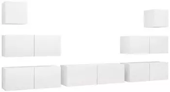 vidaXL TV-Schrank-Set 7-tlg., wei&szlig;, Holzwerkstoff (3078713)