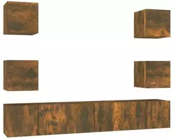 vidaXL TV-Schrank-Set 7-tlg. Räuchereiche Holzwerkstoff (3120242)