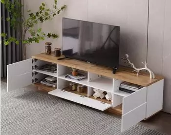 Stilvora Lowboard mit Klappt&uuml;ren und offenen F&auml;chern, wei&szlig;, 180&times;46&times;38cm (QTEE9PDOCDBES5)