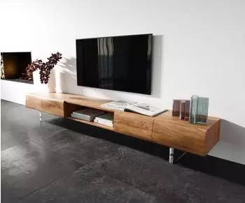 DeLife New Live-Edge Lowboard 240cm Akazie natur, 4 Türen, Acrylfuß (38984)