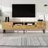 OKWISH TV-Lowboard 160x42,5x35cm, 2 Türen, 2 Schubladen, Holzoptik, Metallfüße