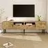 OKWISH TV-Lowboard 160x42,5x35cm, 2 Türen, 2 Schubladen, Holzoptik, Metallfüße
