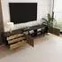 Stilvora Lowboard mit Wellenmuster, 3 Schubladen, 180x50x38cm, schwarz/natur (QTEAOK2XS5L7OR)