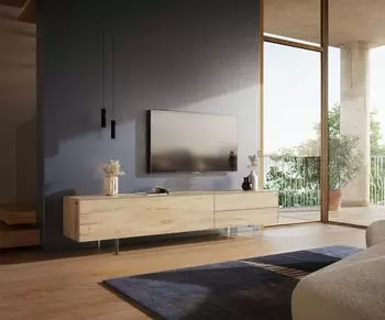 DeLife Cuor Lowboard Keramik Laminam® Sabbia eichefarbig 220cm (40373)