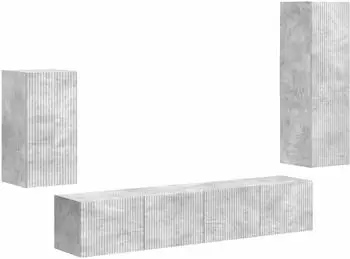 vidaXL TV-Schrankset wandmontiert, 4-tlg., betongrau, Holzwerkstoff (3409009)